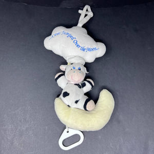Kids II Cow Jumped Over the Moon Musical Plush Crib Pull‎ VTG Baby Toy 1996